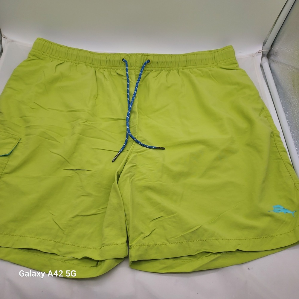 Tommy Bahama Relax Mens XL Lime Green Swim Trunks Board Shorts Cargo Pocket Mesh